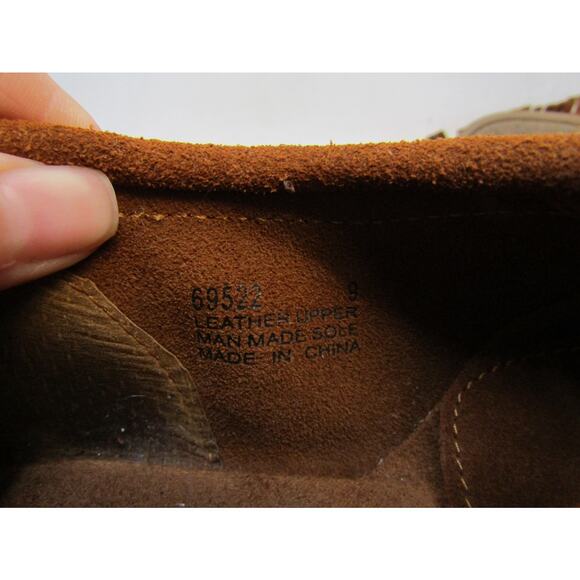 Minnetonka Womens Size 9 Brown Suede Fringe Ankle Fashion Boots Bootie - Picture 10 of 11